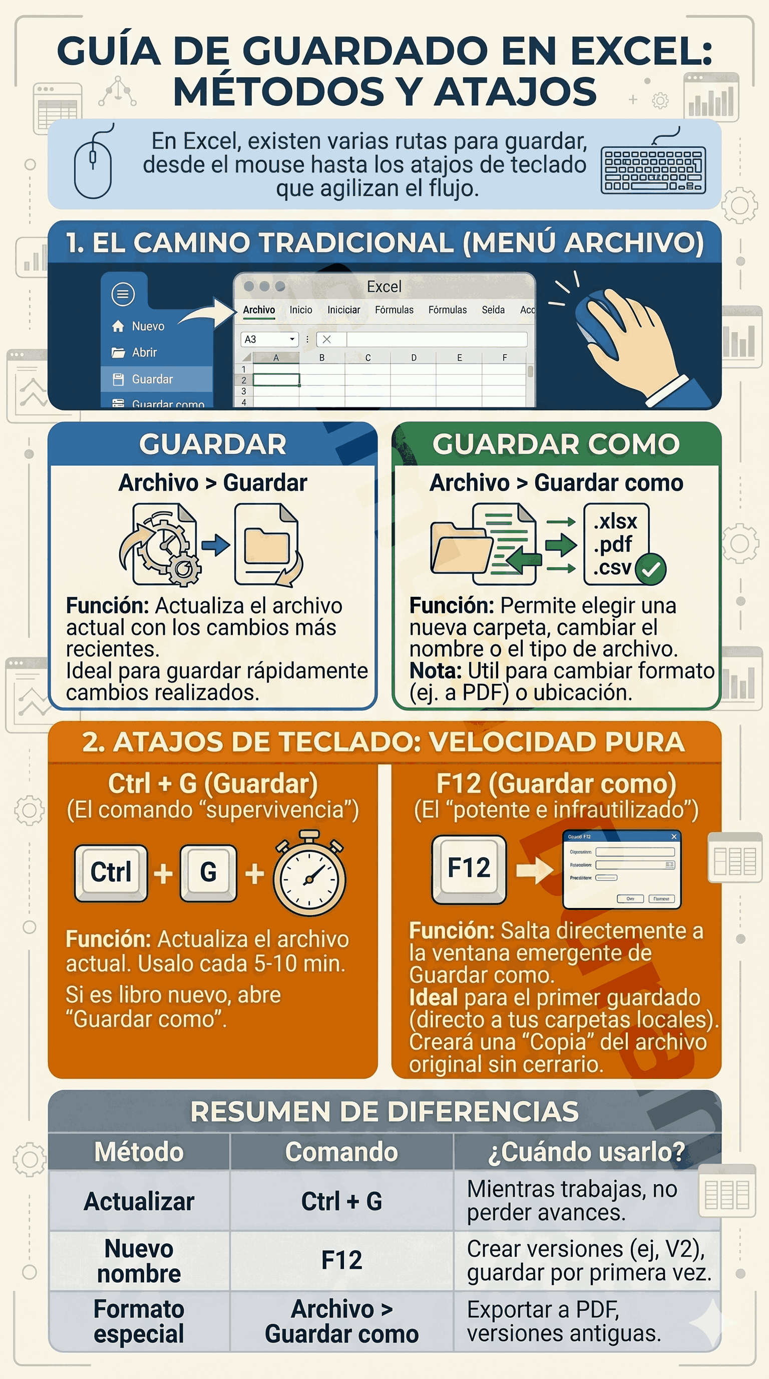 Formas de guardar en Excel